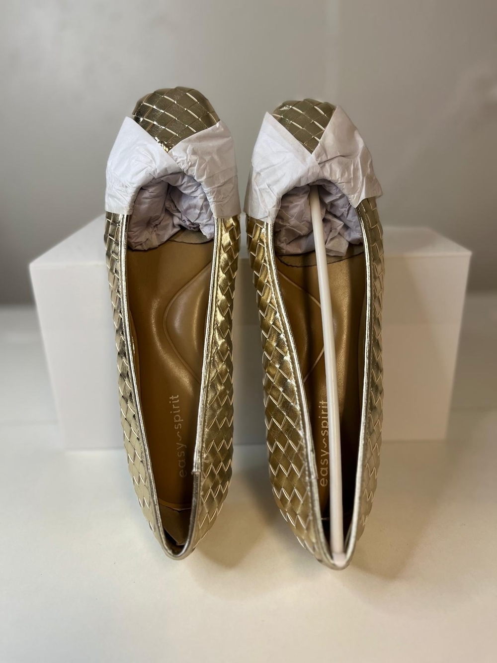 Easy Spirit Metallic Gold Woven Ballet Flats